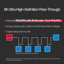 UNITEK USB4 THUNDERBOLT KABLO 0.8MT 40GBPS, 8K&60Hz,100W (C14100BK-0.8M)