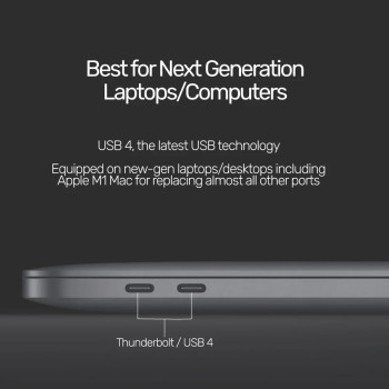 UNITEK USB4 THUNDERBOLT KABLO 0.8MT 40GBPS, 8K&60Hz,100W (C14100BK-0.8M)