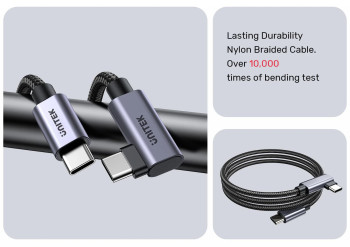 UNITEK TYPE-C HIZLI ŞARJ KABLOSU 90 DERECE 3 METRE 100W (C14123BK-3M)