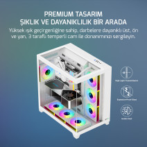 GAMEPOWER WARCRY TOPGLASS 4XARGB BEYAZ GAMING KASA