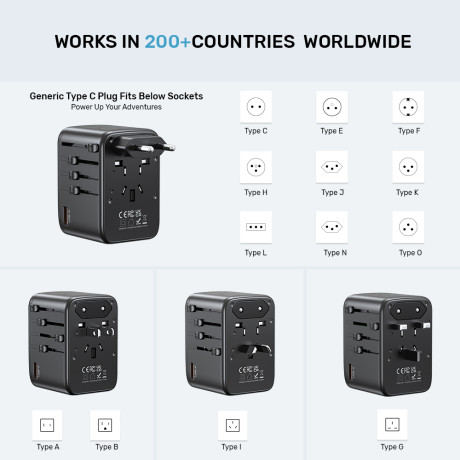 Unitek 65W Universal Travel Adaptör (P1122ABK01)