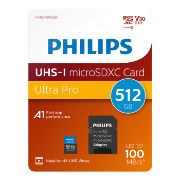 PHILIPS 512GB MICRO SDXC 100 MB/S C10 FM51MP65B/00